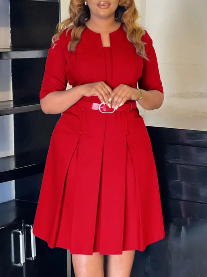 Plus-Size Autumn Midi Dress