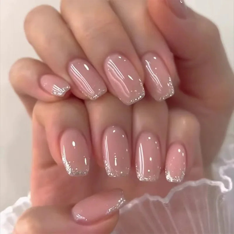 Short Square Press Nails Gradient