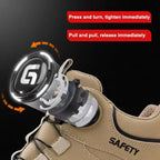 Rotating-Button Steel-Toe Work Boots