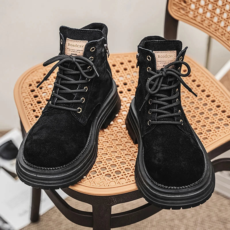 Suede English Style Short Boots