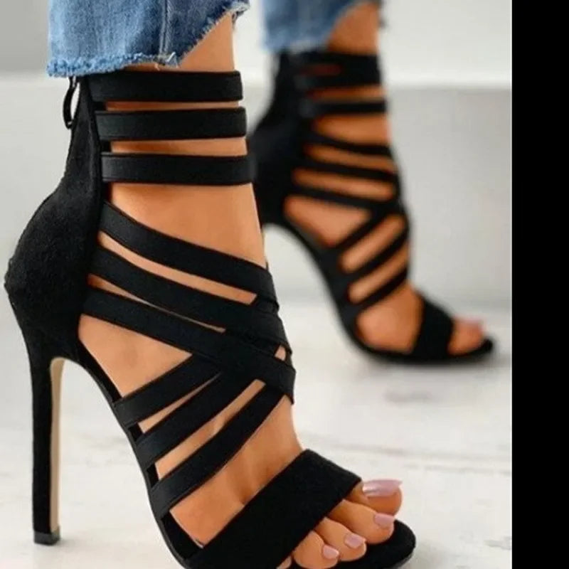 Zipper Gladiator High Heel Sandals