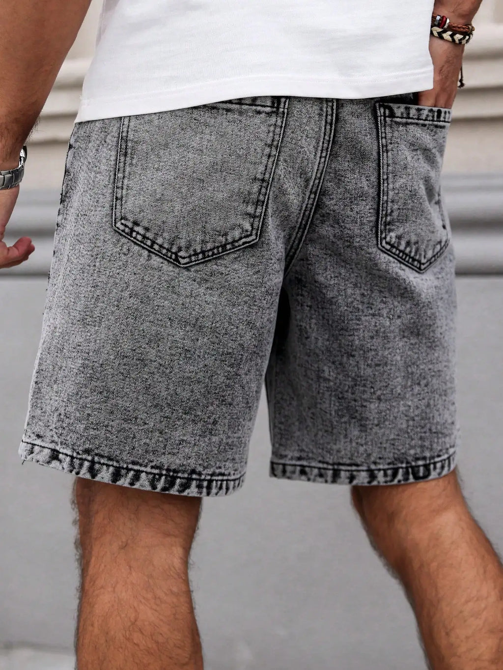 Ripped Straight Denim Shorts