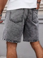 Ripped Straight Denim Shorts