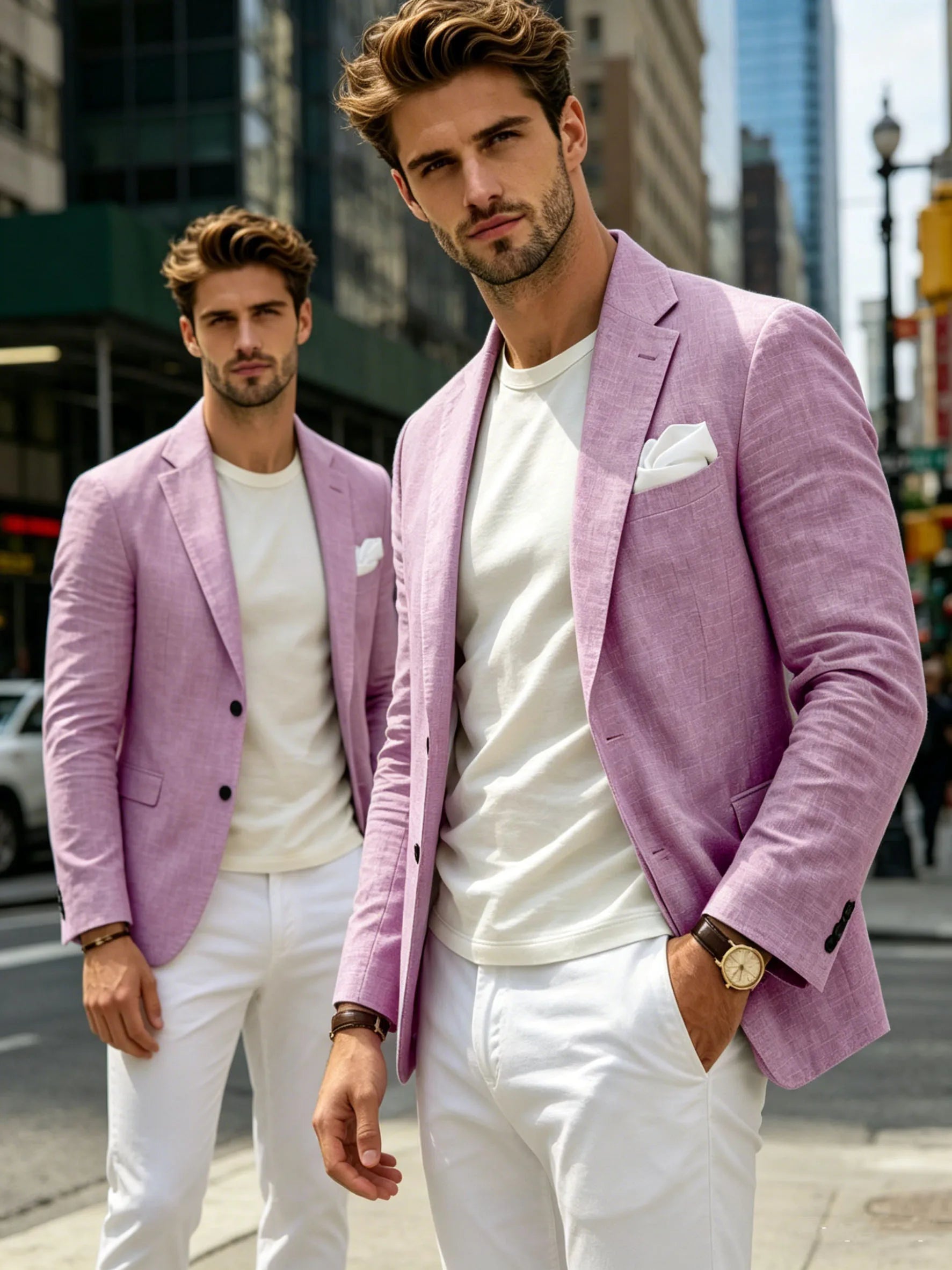 Linen Slim Single-Breasted Casual Blazer