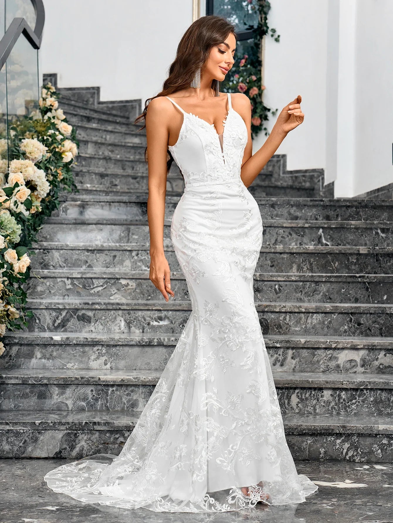 Sleeveless White Mermaid Dress