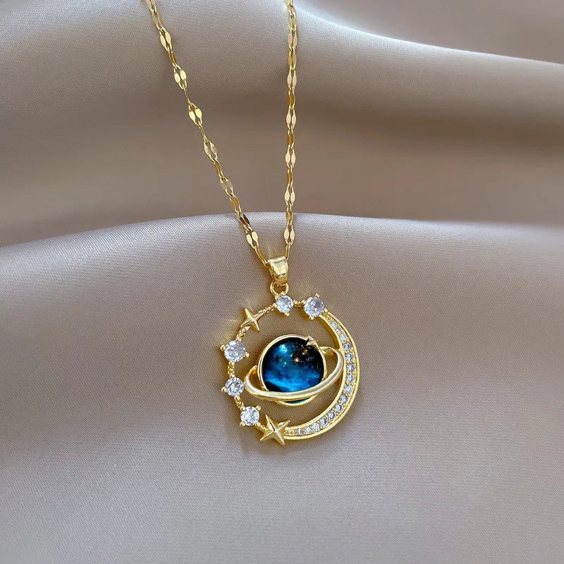 Luxury Zircon Planet Pendant