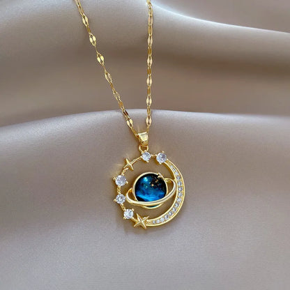 Luxury Zircon Planet Pendant