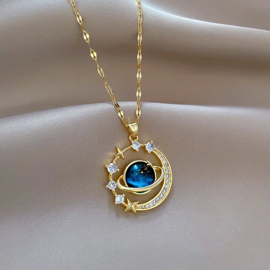 Luxury Zircon Planet Pendant
