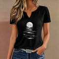 Moon Print V-Neck T-Shirt