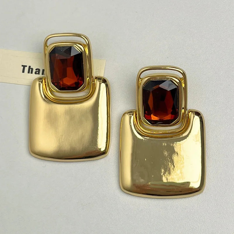 Vintage Geometric Crystal Earrings