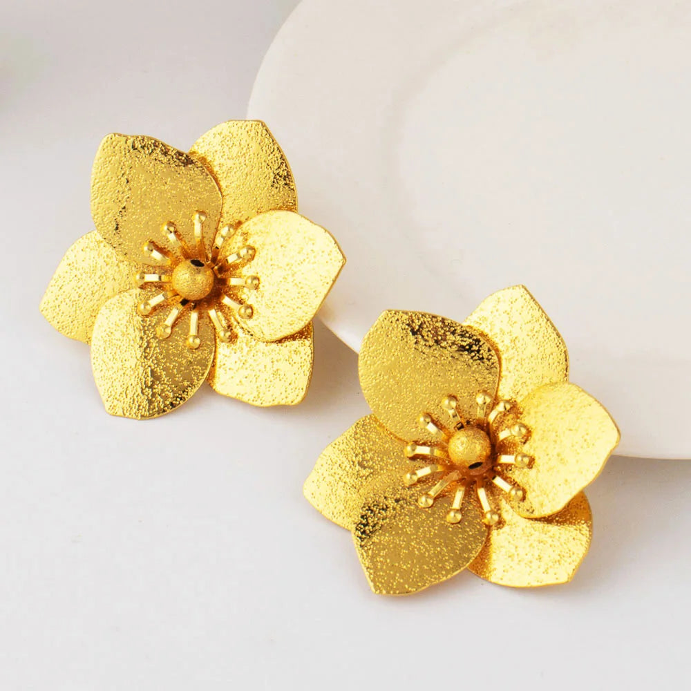 Gold Flower Stud Earrings