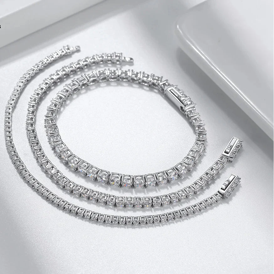 Sterling Silver Tennis Chain Bracelet