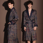 Satin Robe Sleepwear Print Bathrobe
