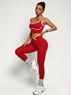 Blended Patchwork Pullover Slim Fit Two-Piece Yoga Set