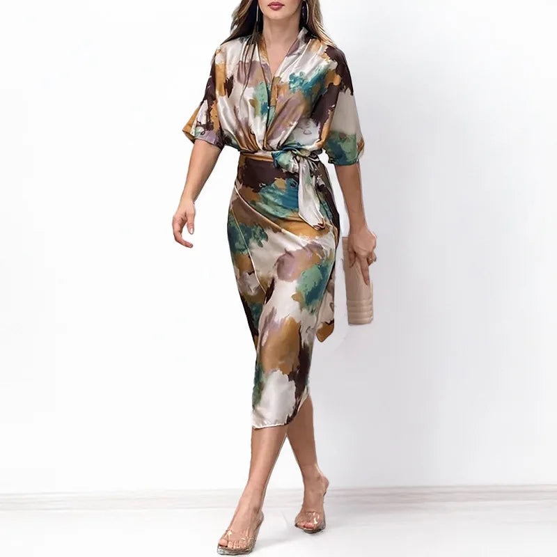 Summer V-Neck Slit Dress