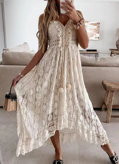 White Lace Cotton Sundress