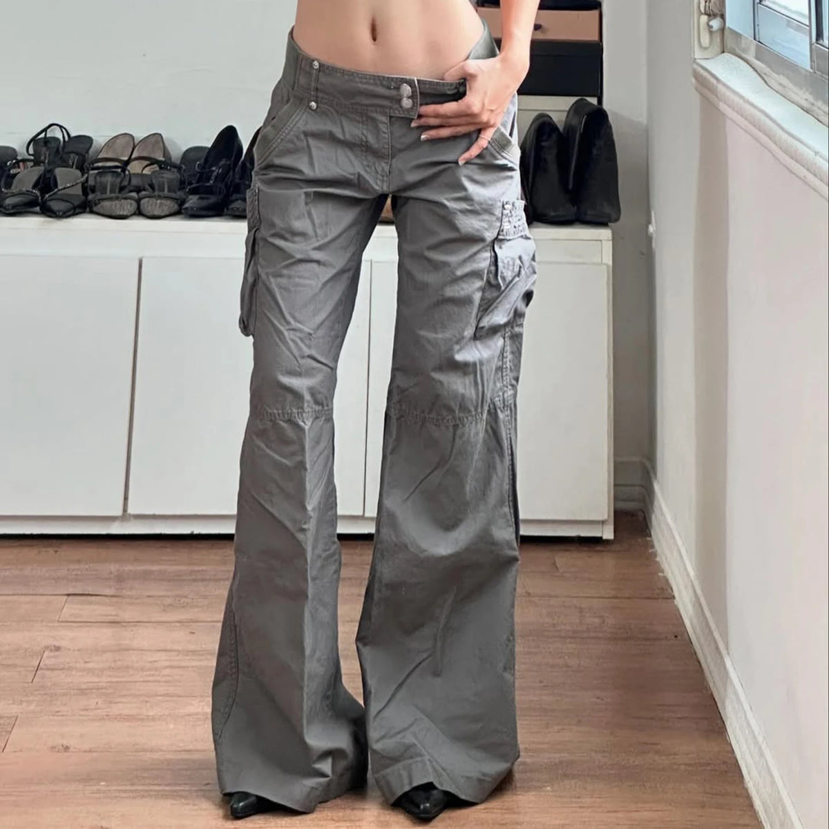SUCHCUTE Gray Cargo Denim Jeans