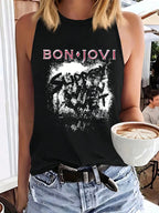 Retro Band Print Tank Top