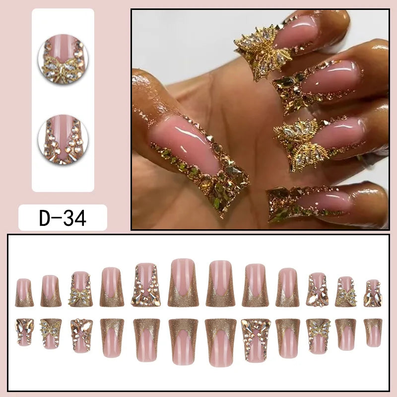 3D Diamond Butterfly Nails