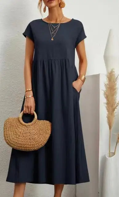 Vintage Solid Summer Dress