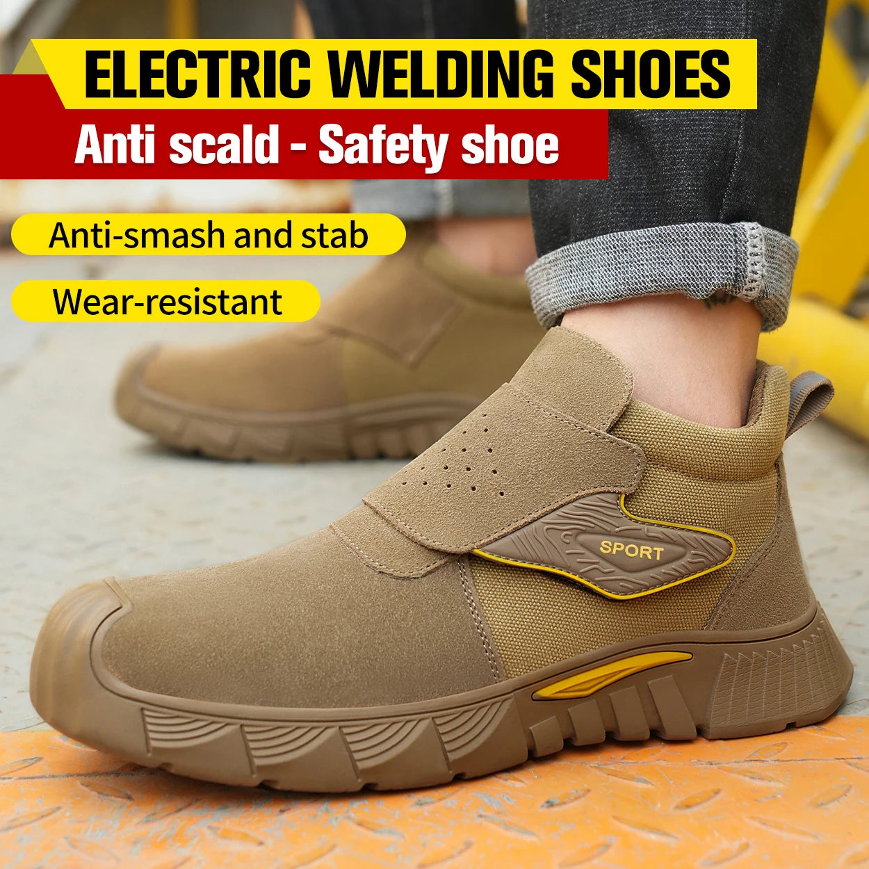 Brown Welding Steel-Toe Boots