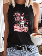 Skeleton Portrait Graphic Tank Top