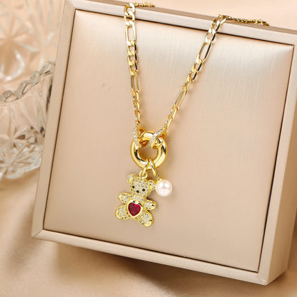 Crystal Bear Pendant Necklace