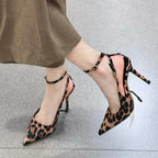 Leopard Print Thin Heel Sandals