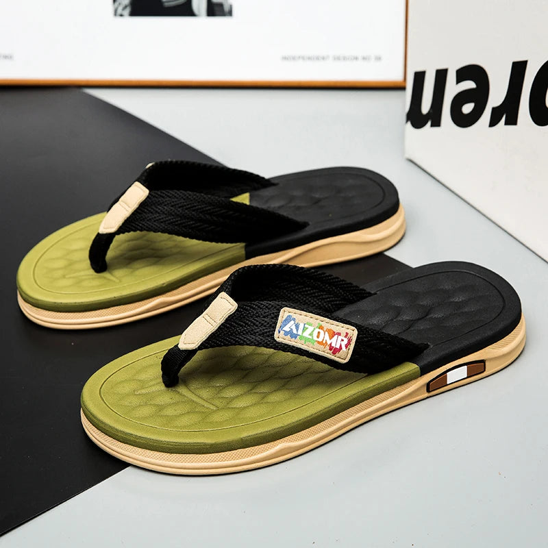 Patchwork Fabric Beach Flip-Flops