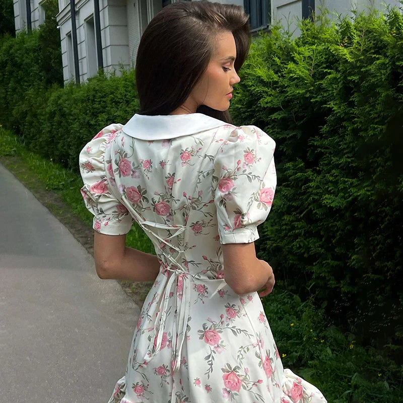 Puff Sleeve Ruffled Dress