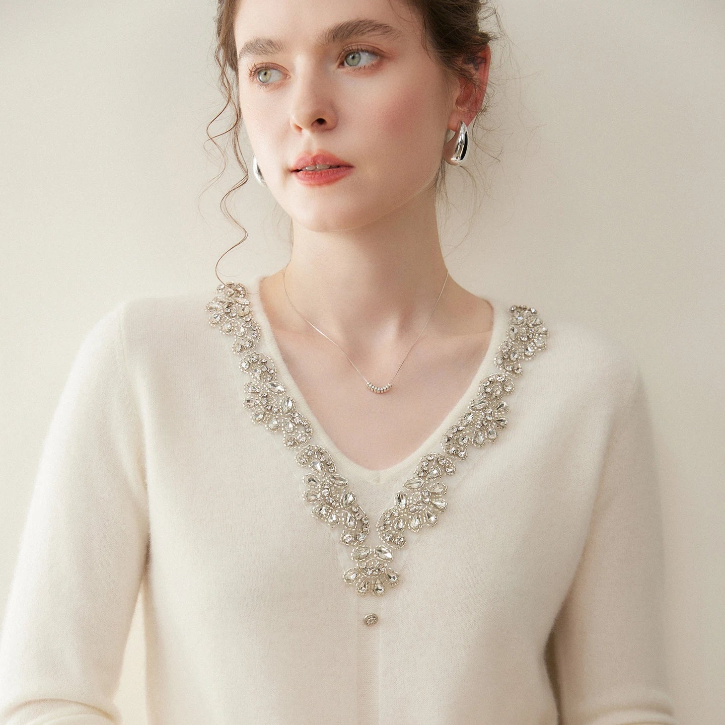 Cashmere Diamond V-Neck Sweater