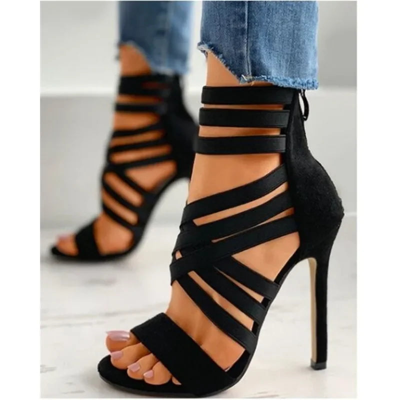 Zipper Gladiator High Heel Sandals