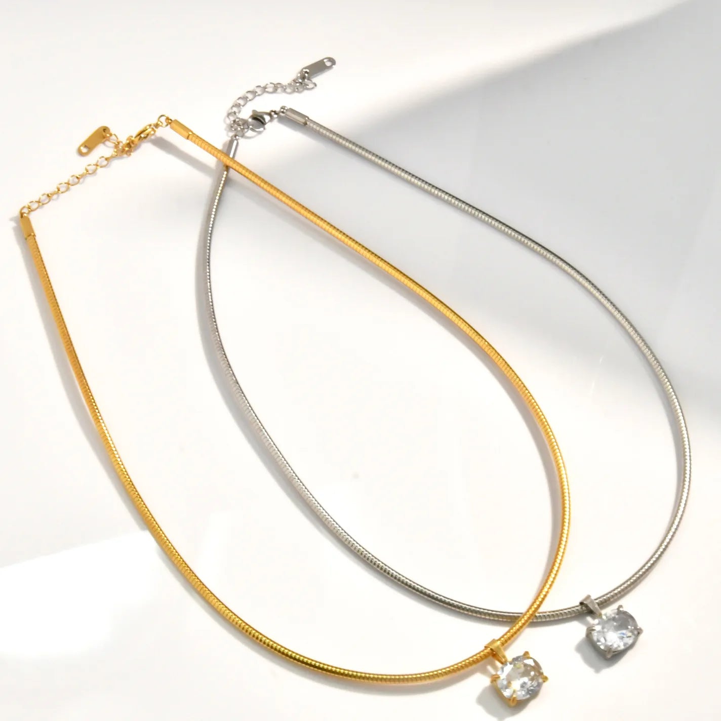 Zircon Geometric Pendant Necklace