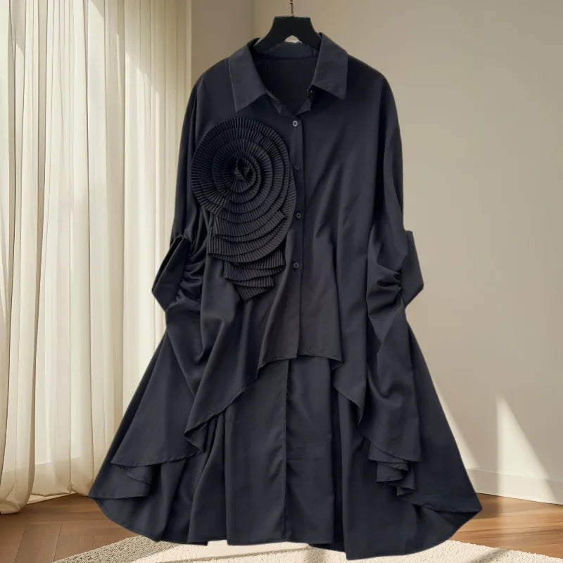 Turndown Collar Flower Top