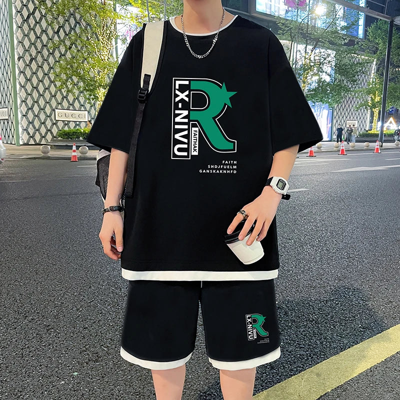 Letter Print Youth Sportswear Set