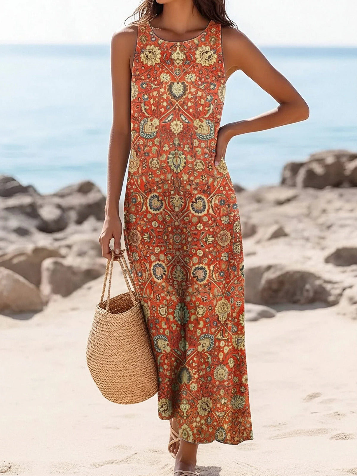 Bohemian Sunflower Print Dress