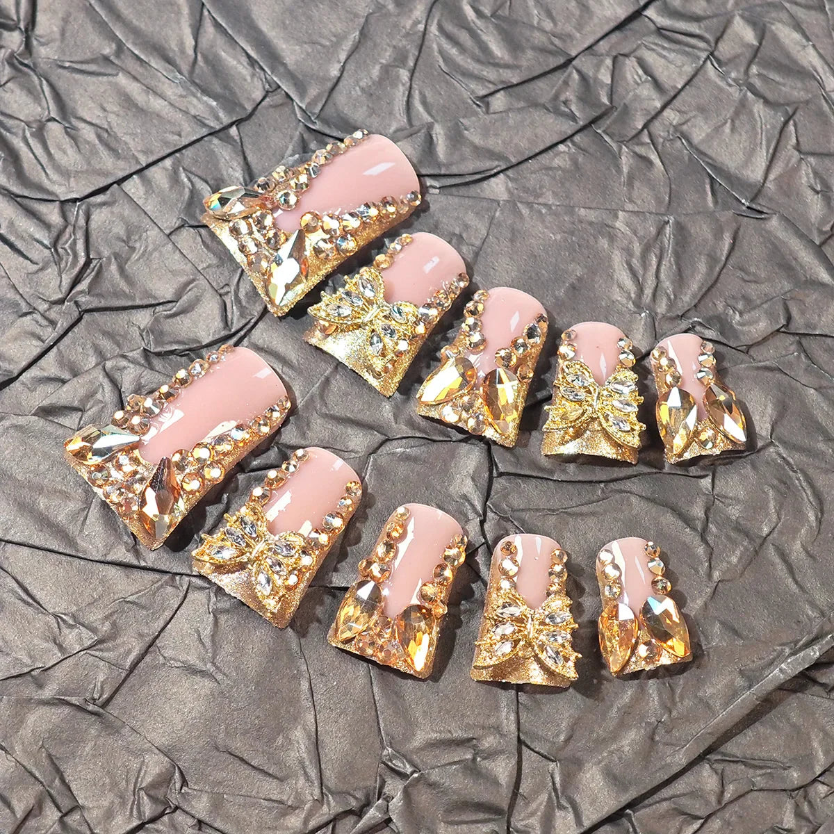 3D Diamond Butterfly Nails