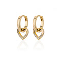Hollow zircon heart earrings