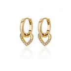 Hollow zircon heart earrings
