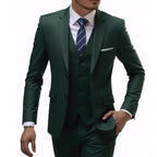Three-Piece Solid Two-Button Suit Set