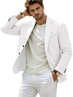 Linen Cotton Notch-Lapel Slim Blazer