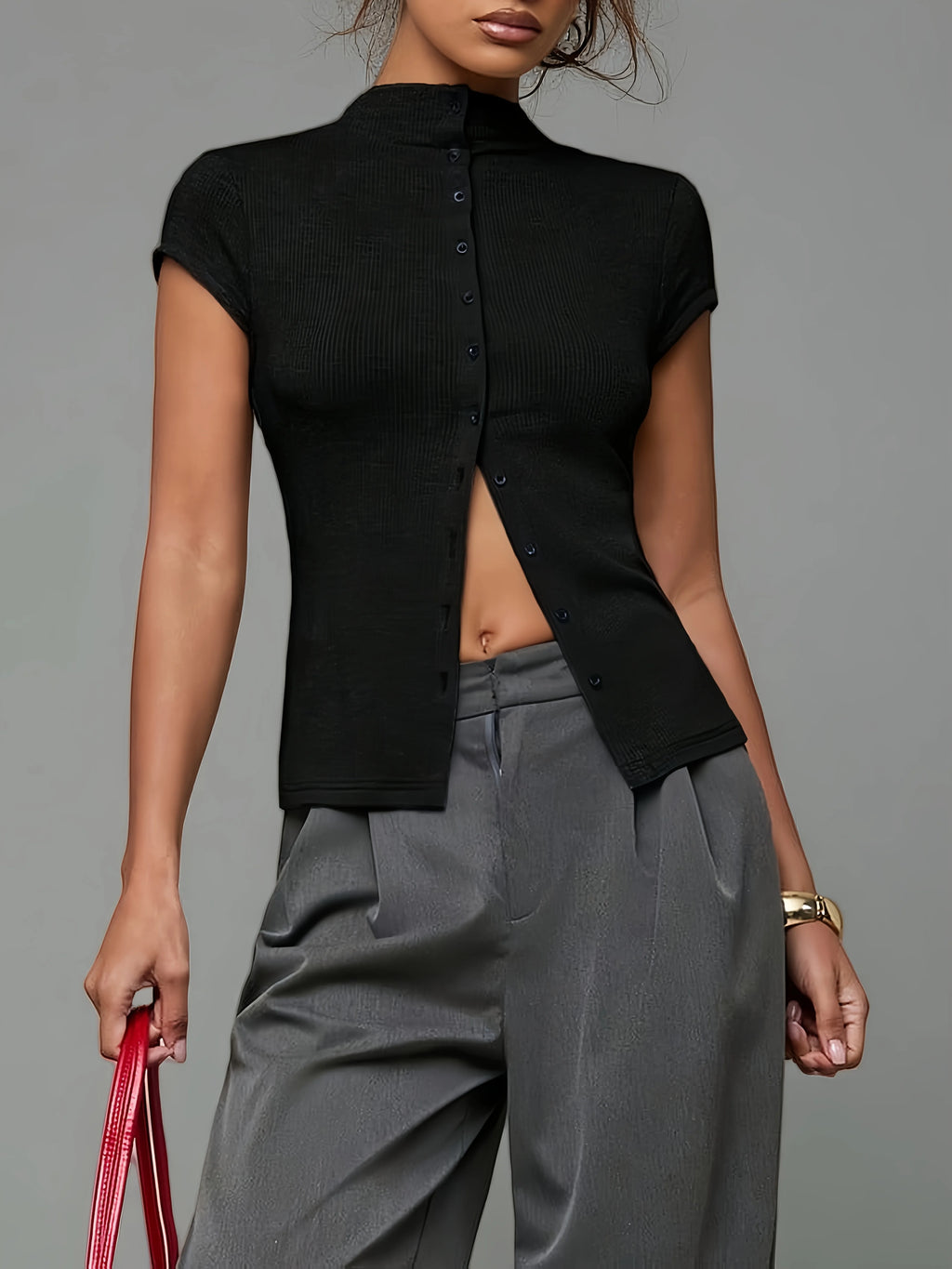Knitted Turtleneck Cardigan