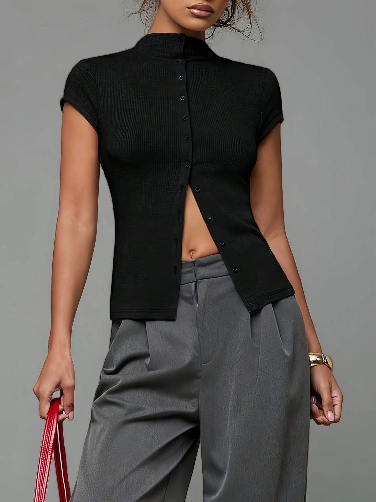 Knitted Turtleneck Cardigan