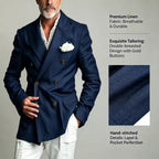 Linen Peak-Lapel Double-Breasted Blazer
