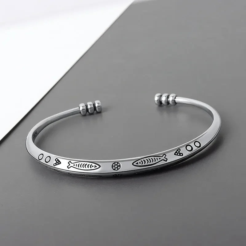 Retro Punk Koi Fish Engraved Bracelet