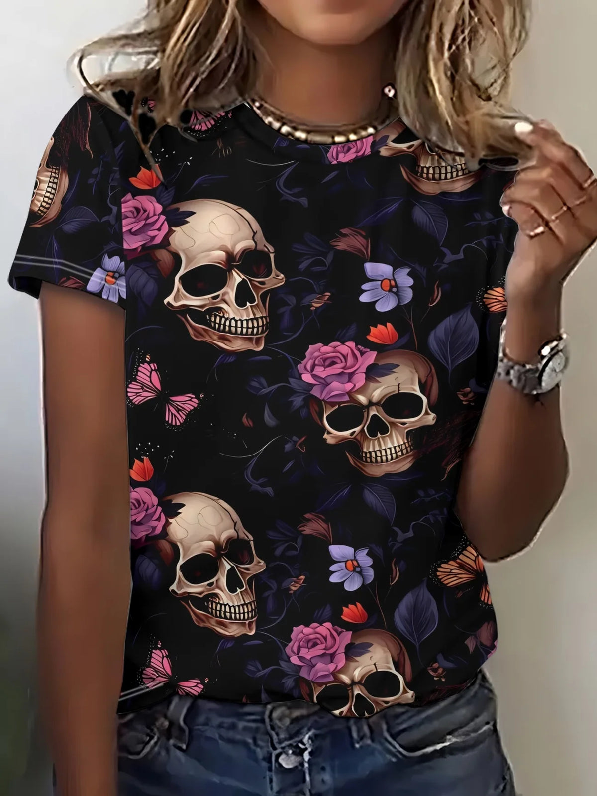 Skull Rose Graphic T-Shirt