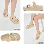 Women Buckle Platform Slides