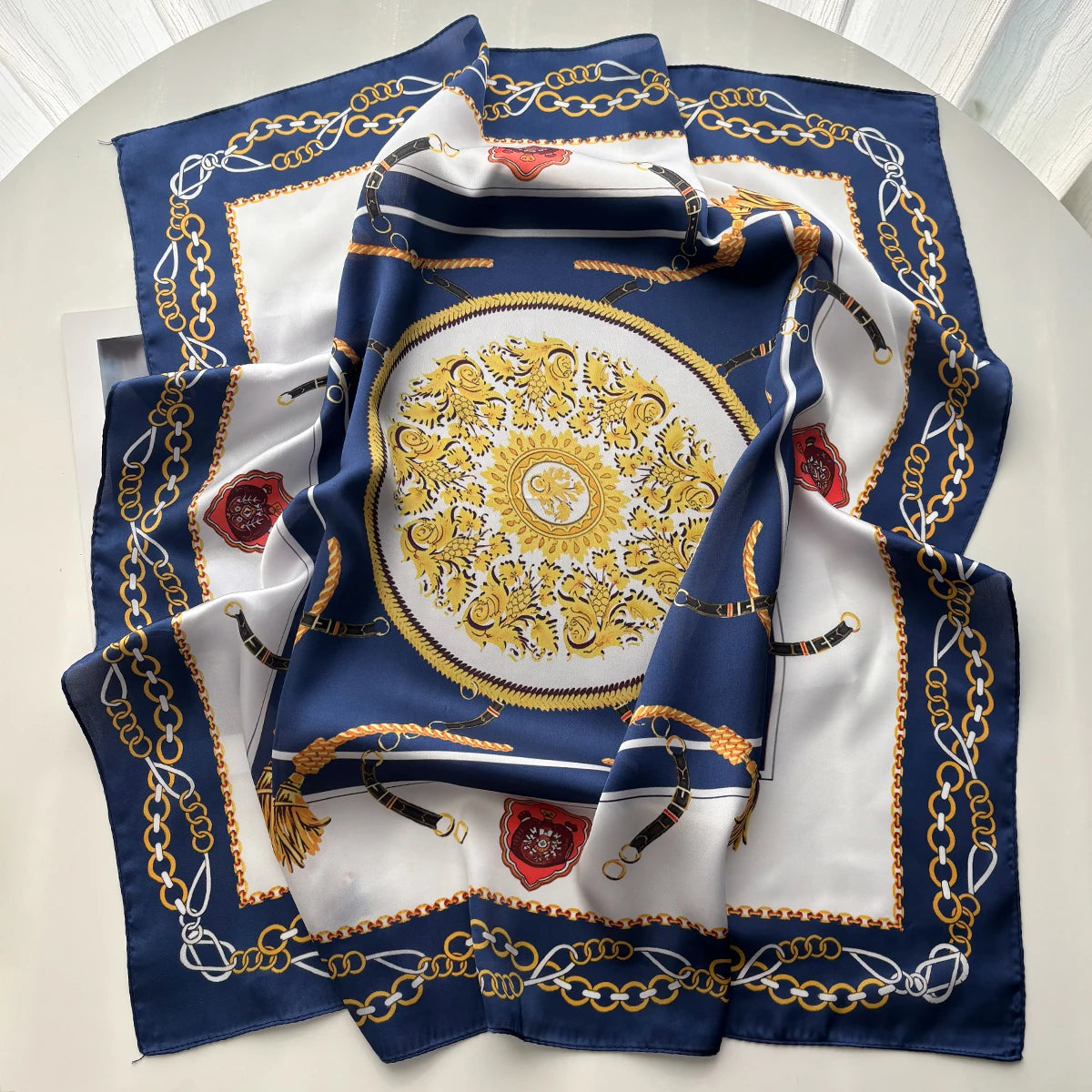 Chain Print Square Hijab Scarf