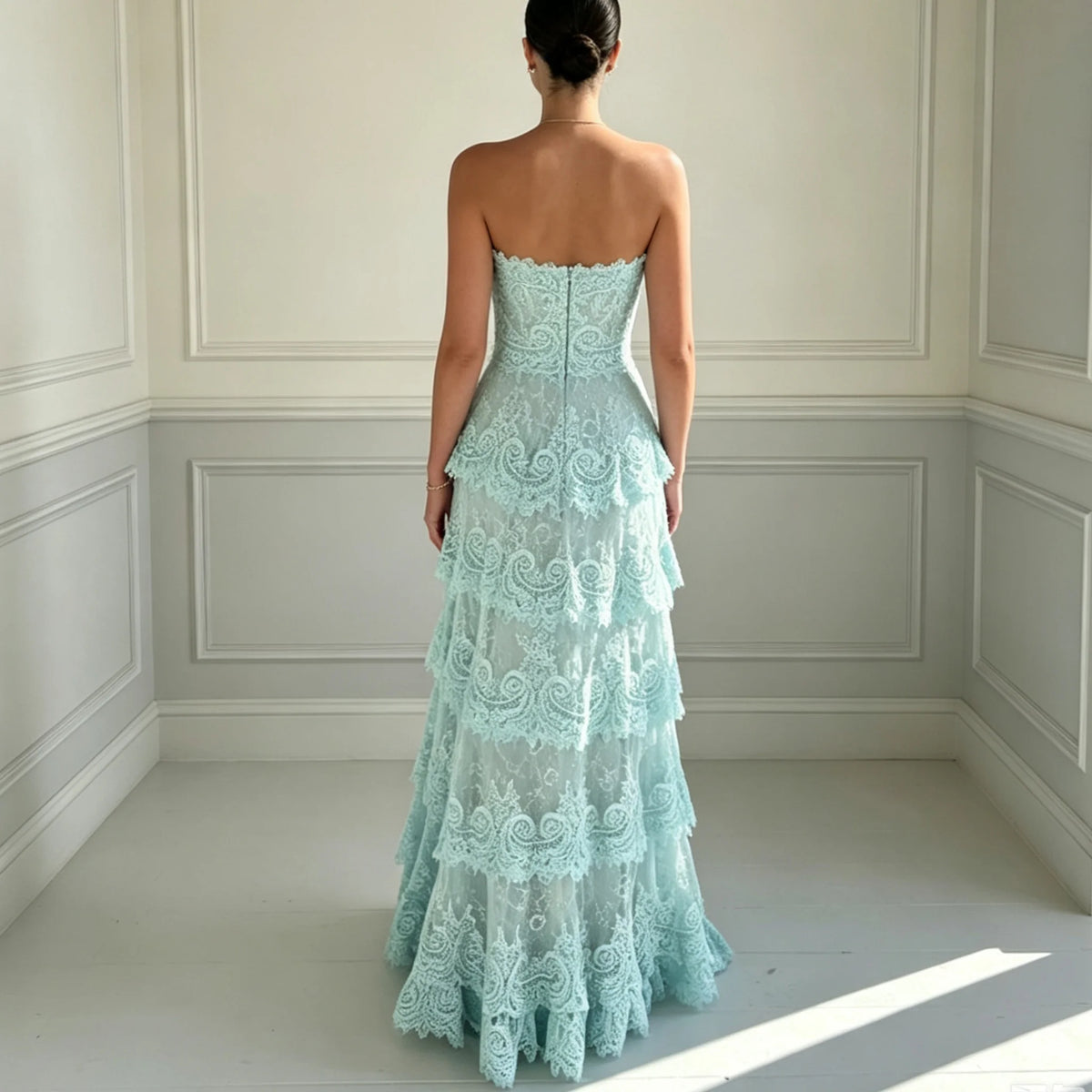 Tiered Lace Maxi Gown