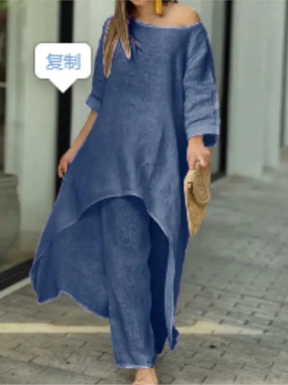 Women's Solid Casual Two Piece